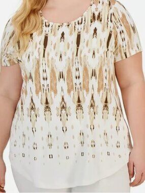 JM Collection Plus Size Scoop-Neck Short-Sleeve Top, Sz 2X